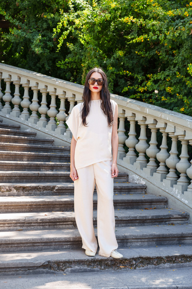 Pantalón Seda Crema