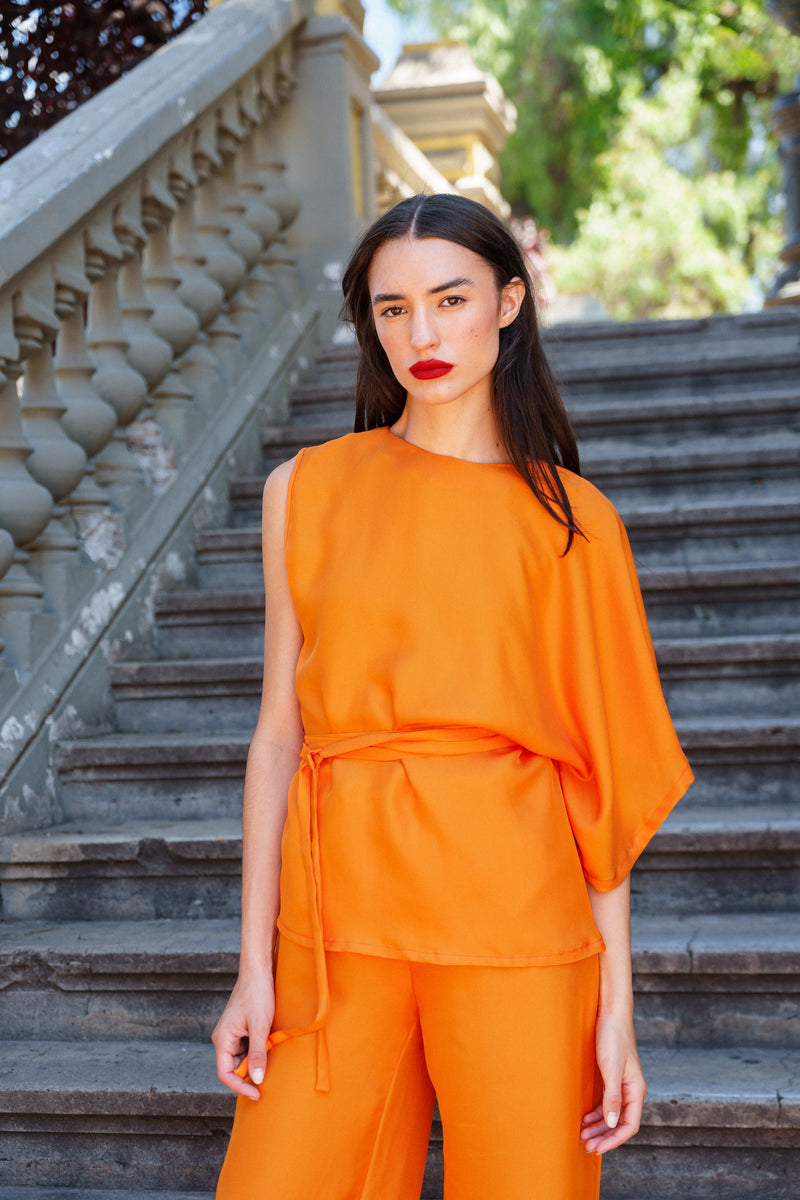 Pantalón Seda Naranja