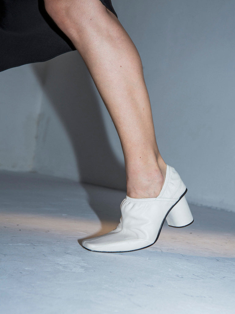 Square cream heel